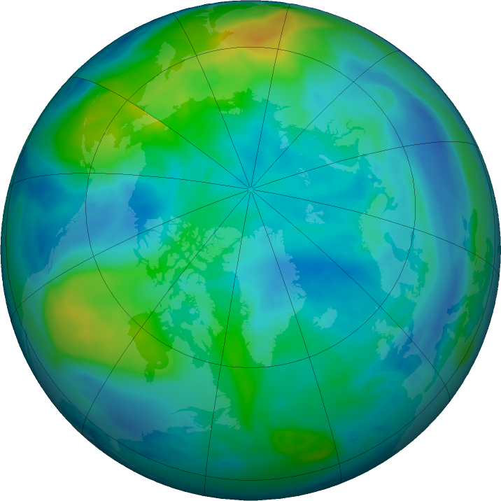Arctic ozone map for 28 October 2019